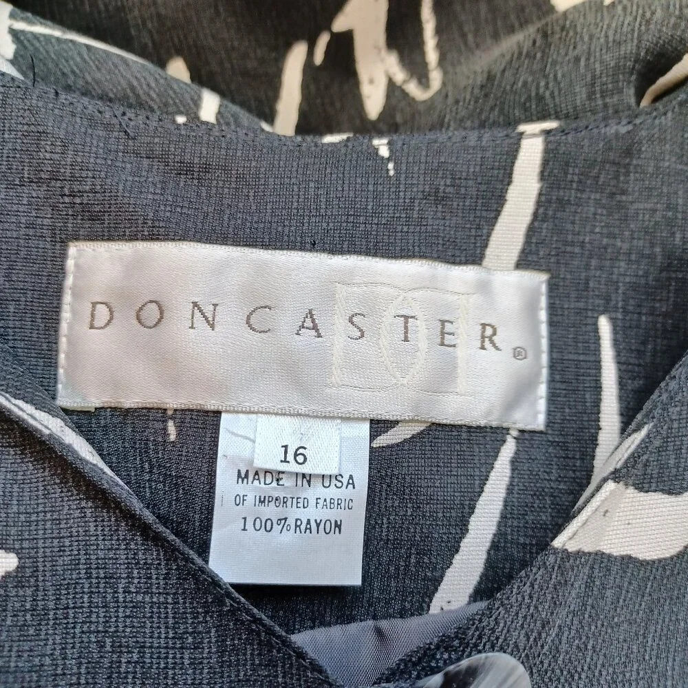 Doncaster Blazer Jacket Black Cream Abstract Print One Button‎ Lined Womens 16